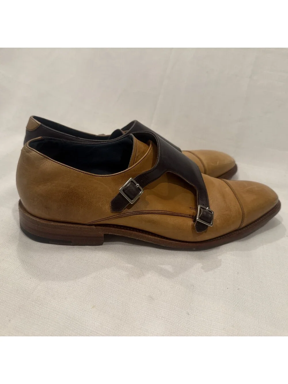 Barker Double Monk Strap Leather Shoes Mens US 15 UK 14 Brown Made In England